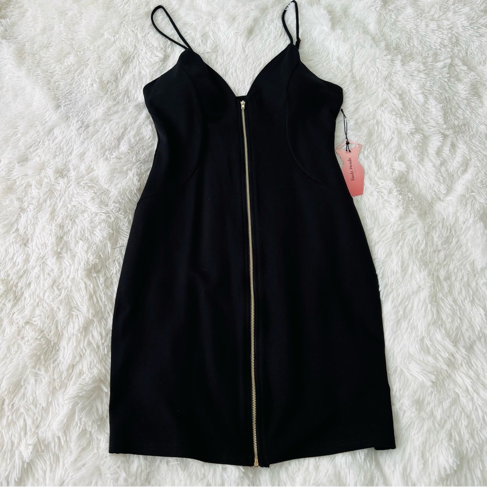 Haute Monde Black Sheath Mini Dress with Spaghetti Straps